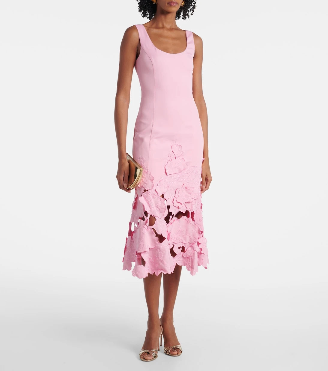 Leo Lin - Emily floral-appliqué midi dress