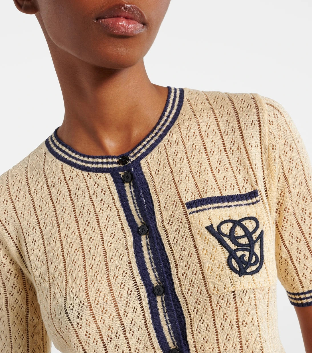 Valentino - كارديجان من مزيج الكتان بنمط كابل
