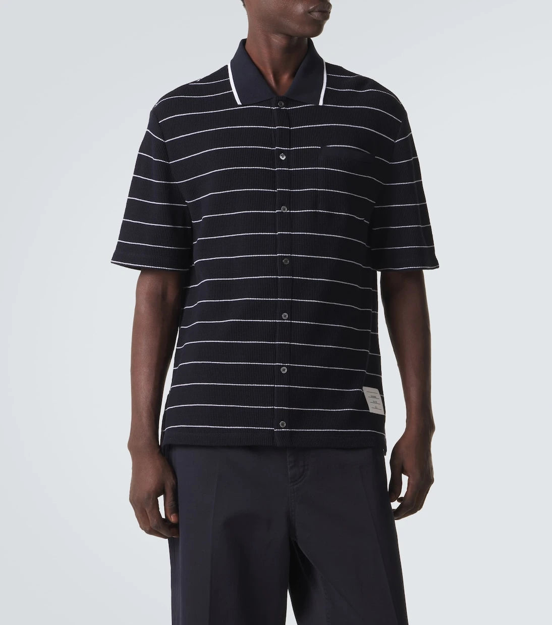 Thom Browne - Striped cotton and linen polo shirt