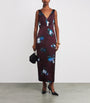Satin Floral Cocktail Midi Dress