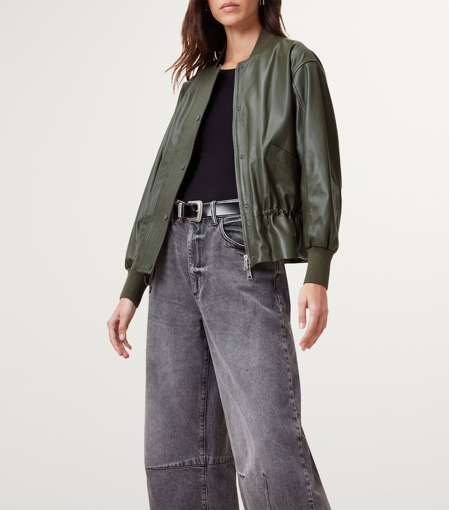 Green Leather Sofi Bomber Jacket