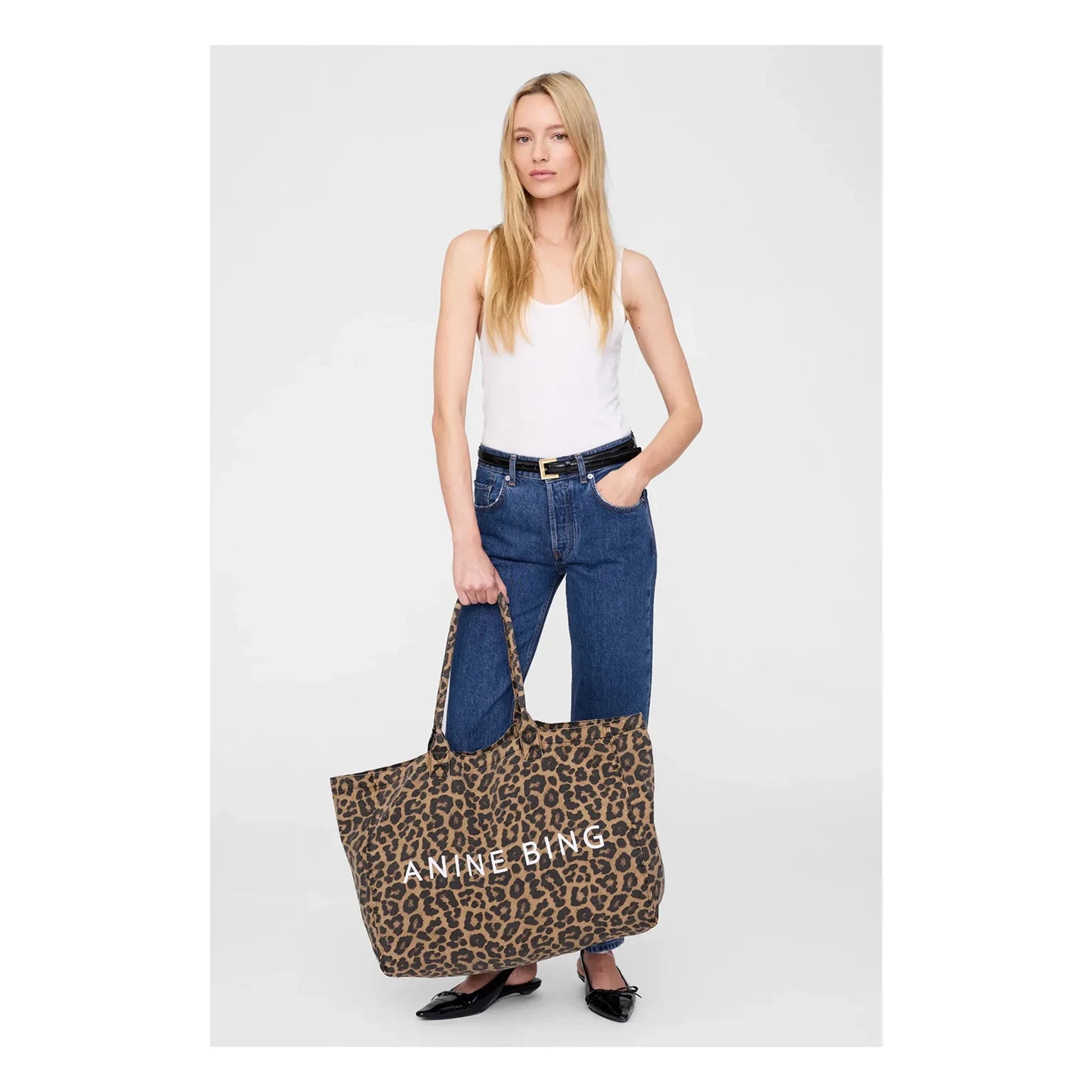 Anine Bing - Leo Leopard tote bag | Brown
