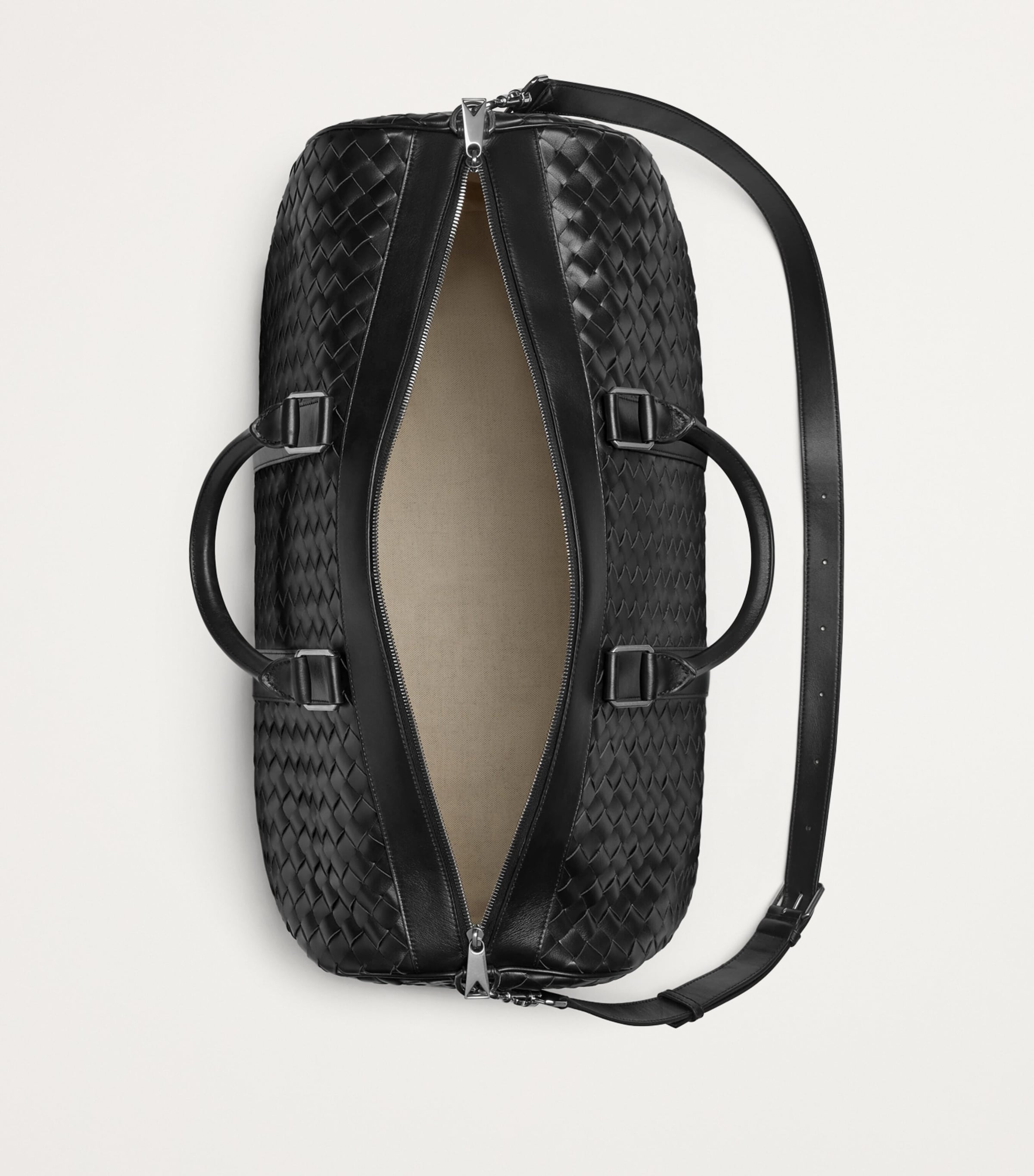 Large Leather Intrecciato Duffle Bag