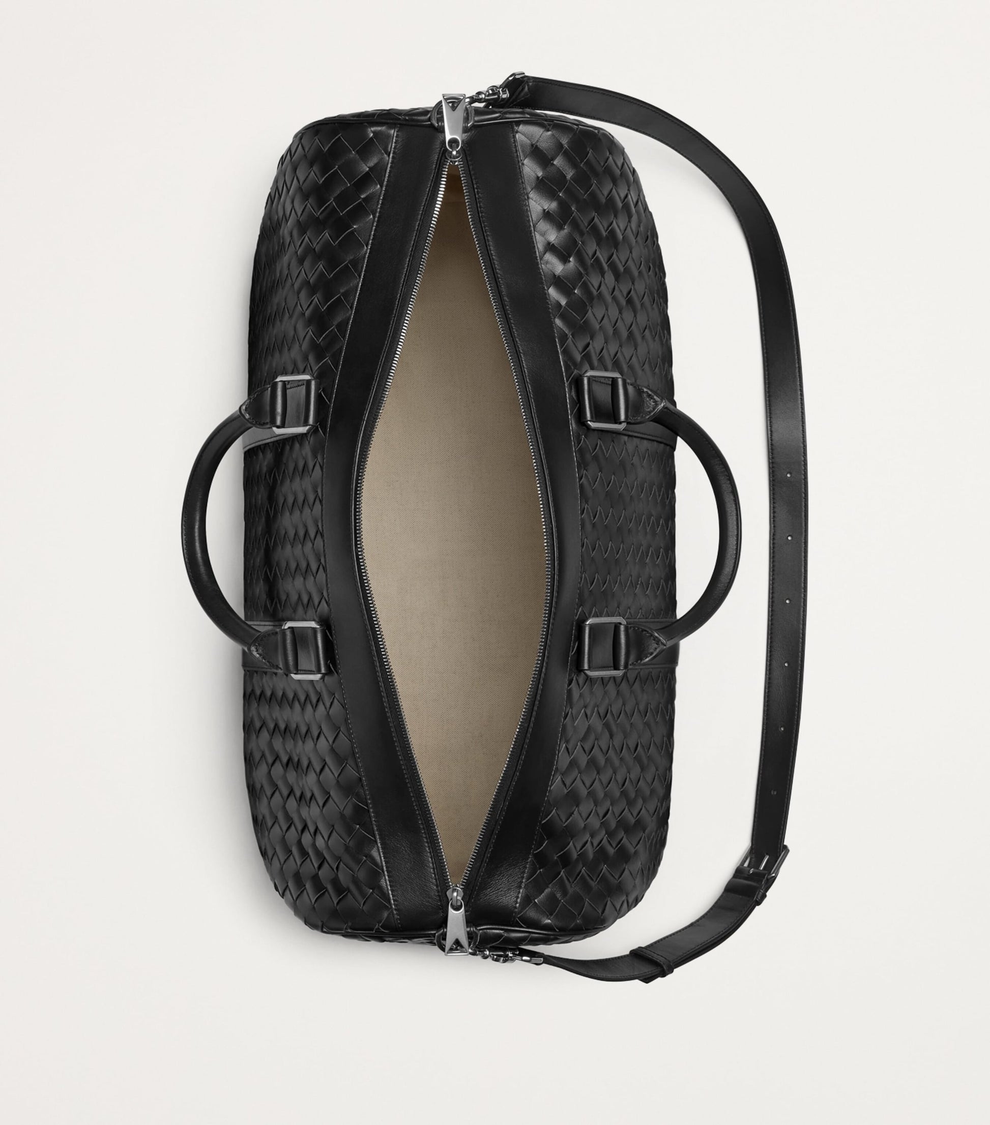 Large Leather Intrecciato Duffle Bag