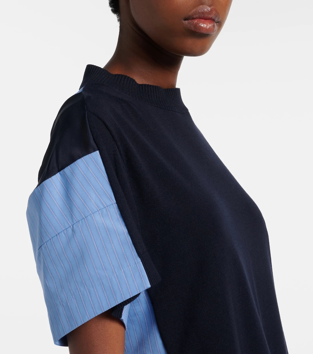 Sacai - Paneled cotton-blend minidress