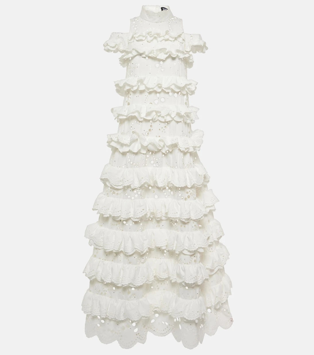 Susan Fang - Embroidered ruffled maxi dress