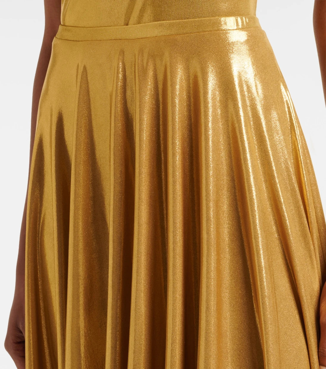 Norma Kamali - Pleated metallic midi skirt