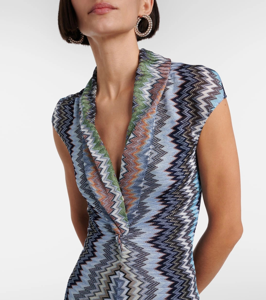 Missoni - فستان ماكسي مضلع ومزموم بنمط متعرج