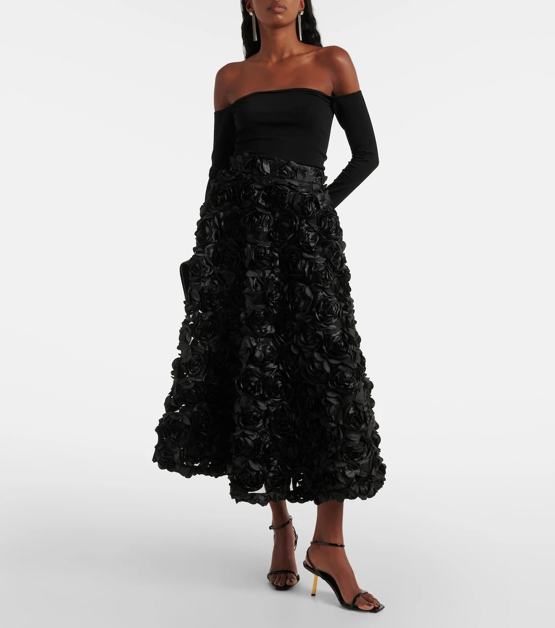 Rotate - Sun floral-appliqué high-rise maxi skirt