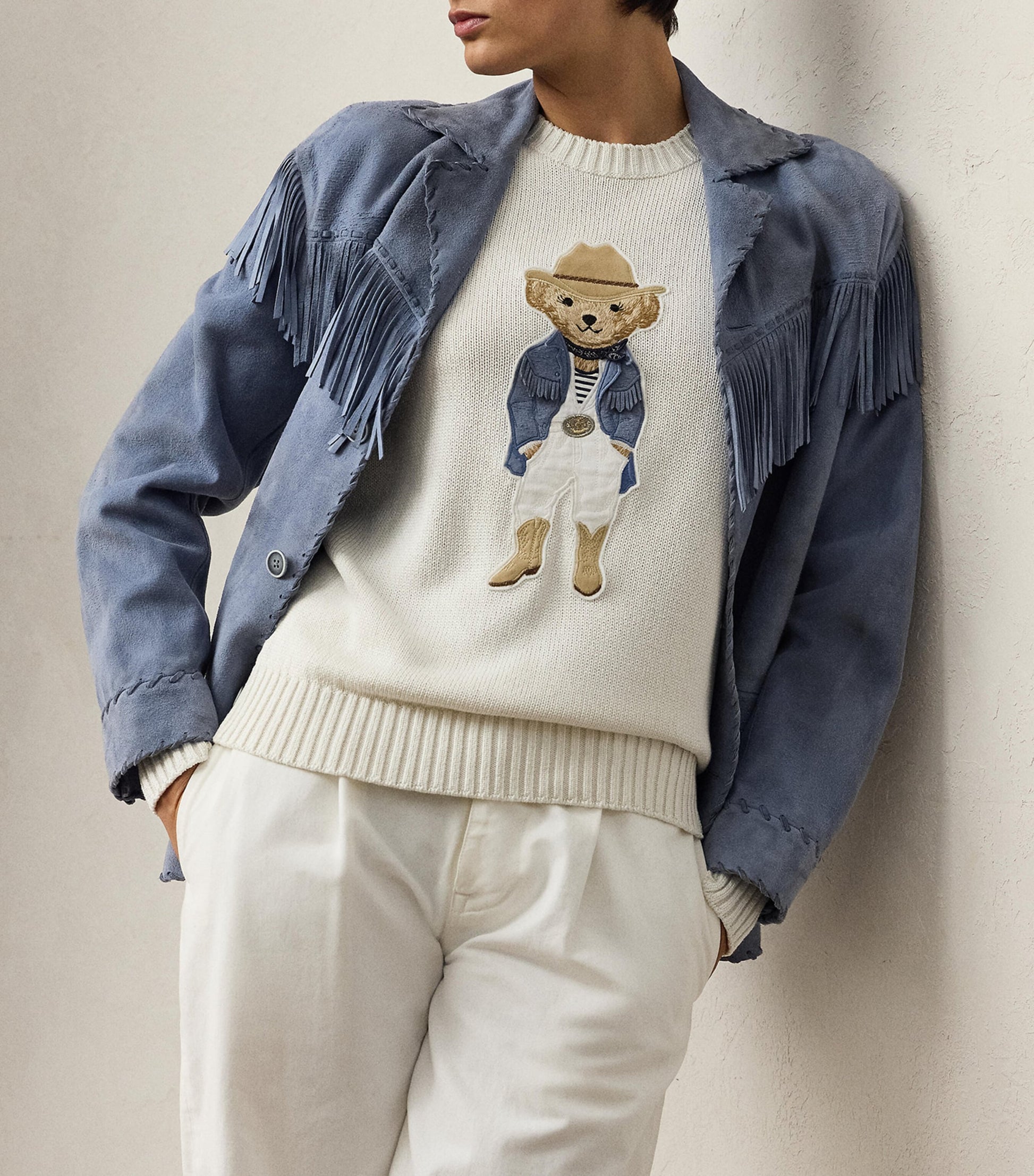 Silk Polo Bear Sweater CREAM