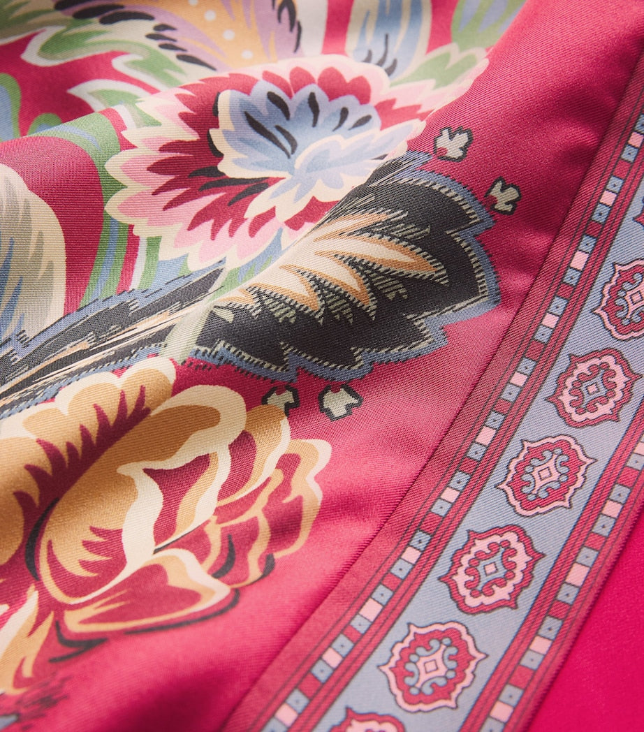 Etro Multi Silk Floral Print Short Robe