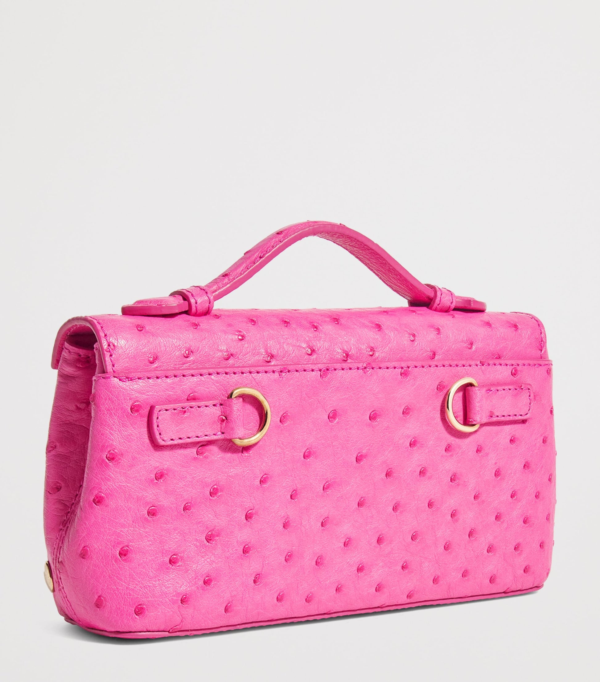 Analeena Pink Ostrich Leather Top-Handle Bag