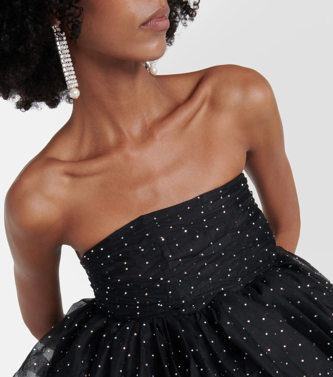 Rotate - Embellished strapless tulle minidress