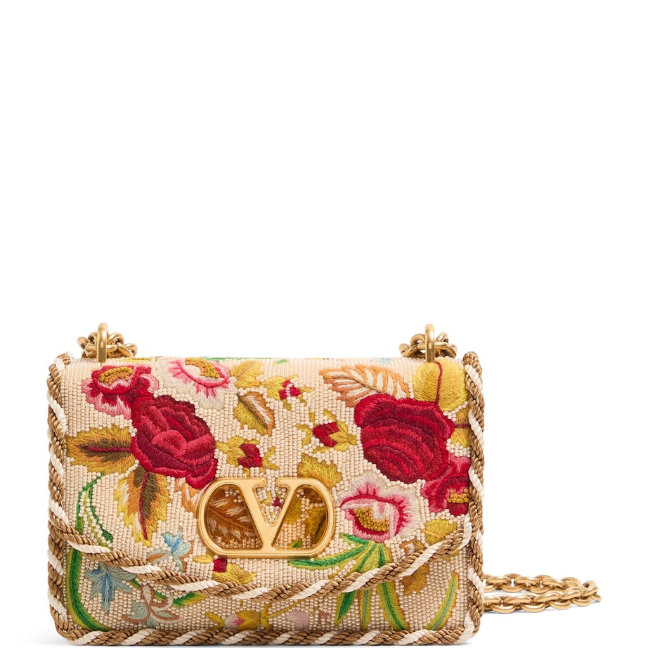 Small Silk Embellished Vain Shoulder Bag