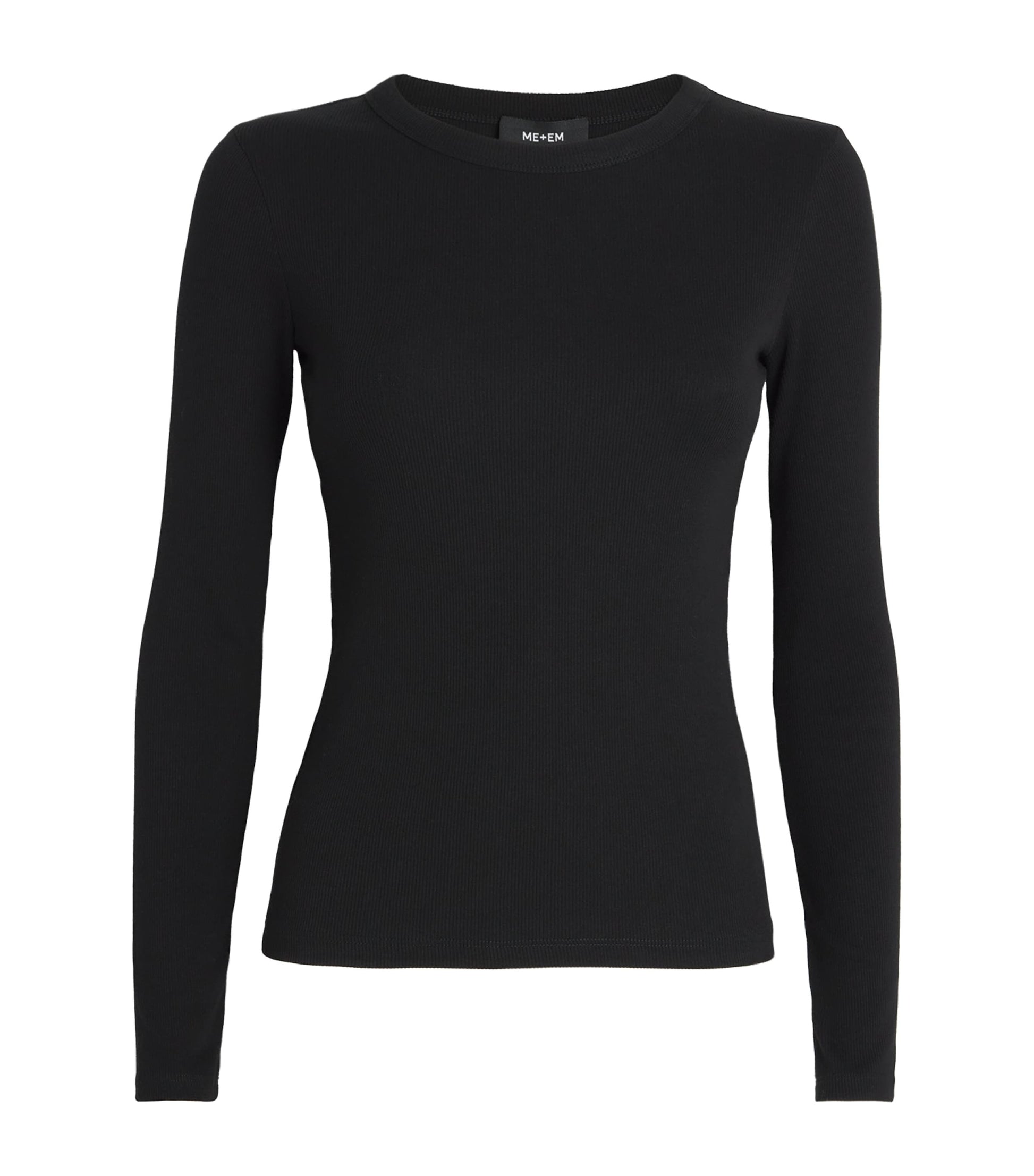 ME+EM Black Stretch-Cotton Ribbed Ultimate T-Shirt