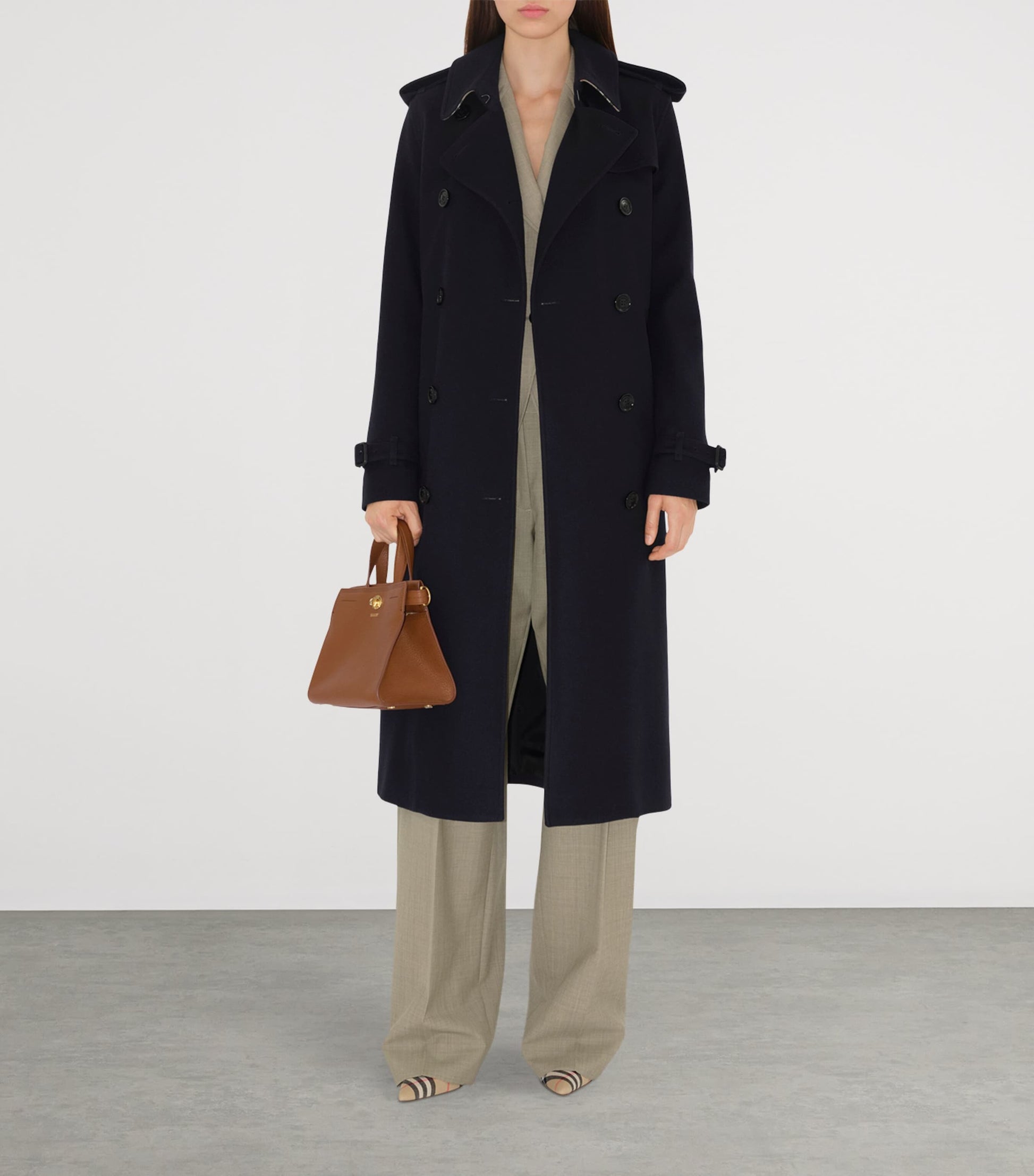 Navy Cashmere Long Kensington Heritage Trench Coat