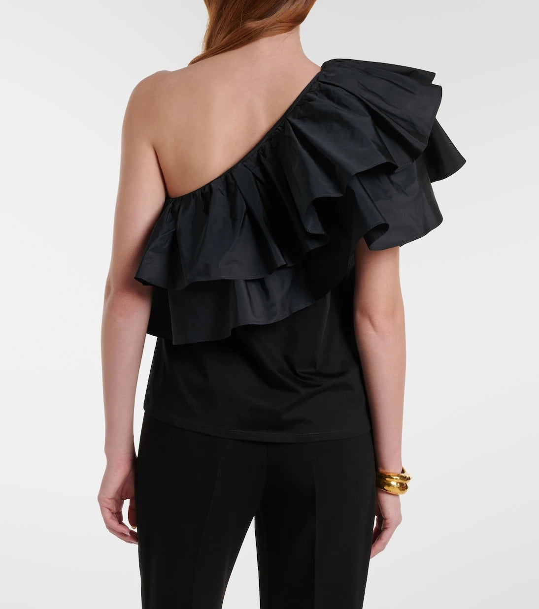 Max Mara - Elegante Orca ruffled one-shoulder cotton top