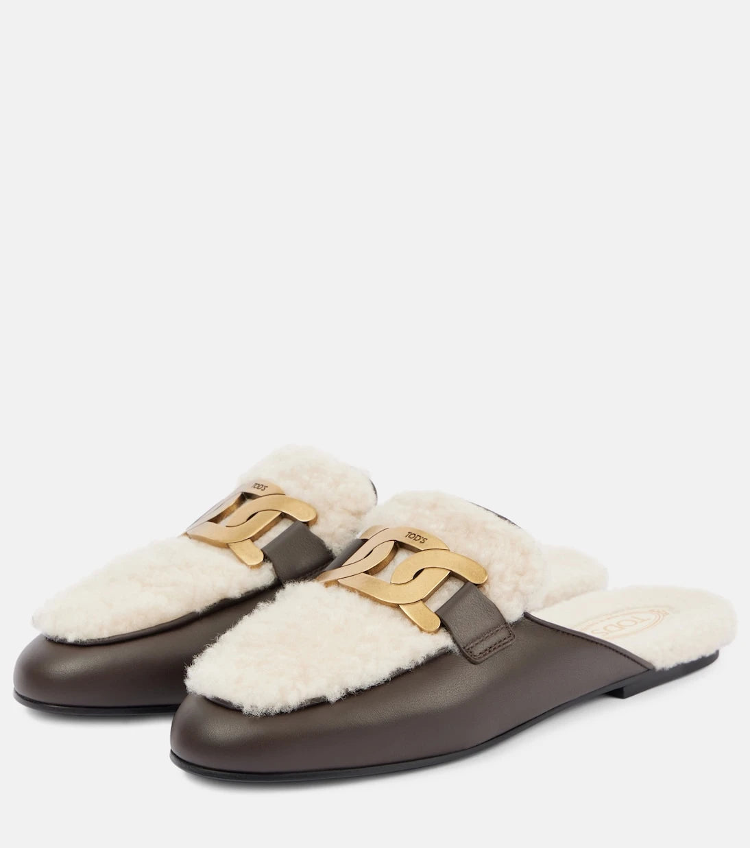 Tod's - Catena shearling and leather mules