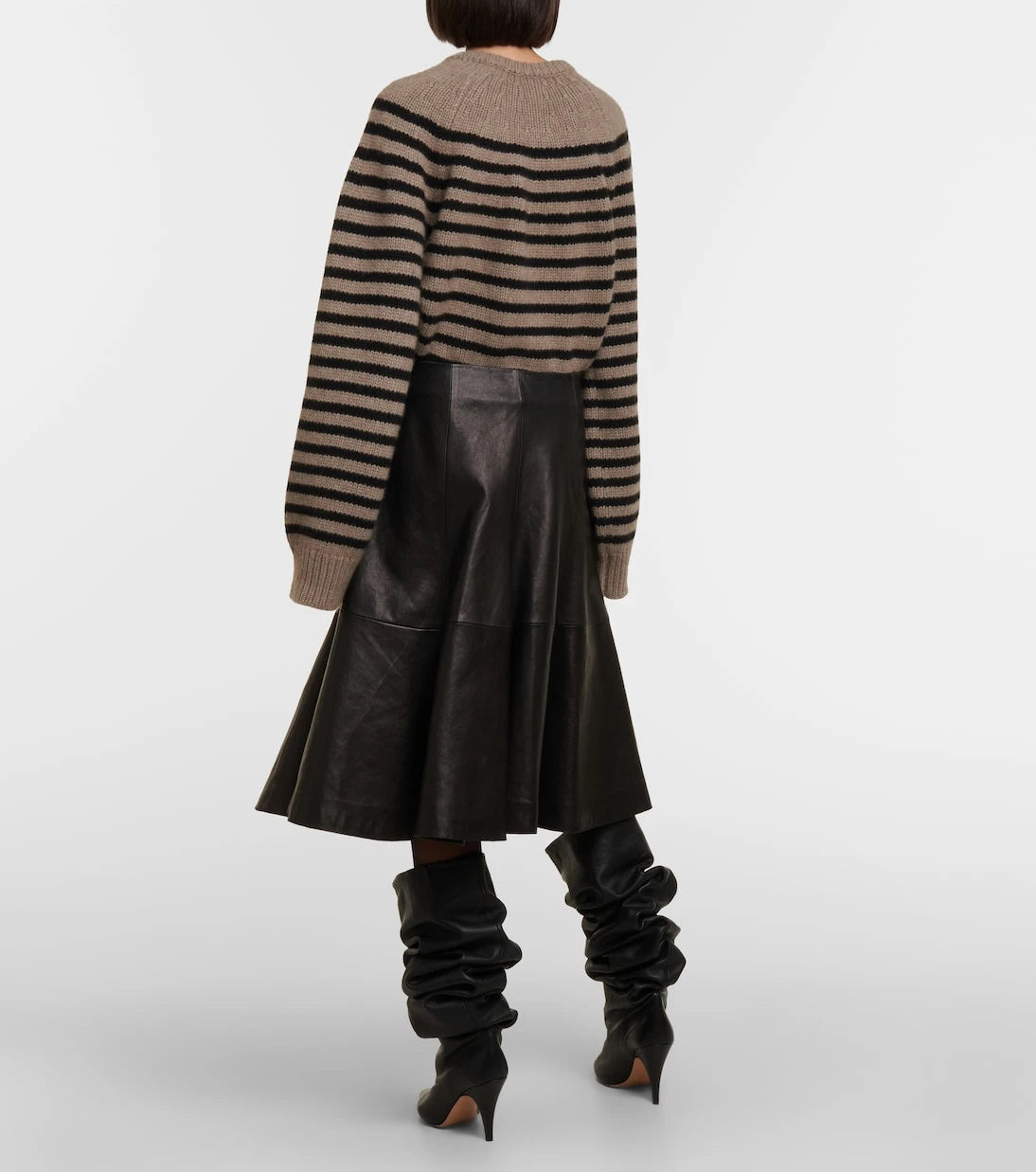 Khaite - The Lennox leather midi skirt