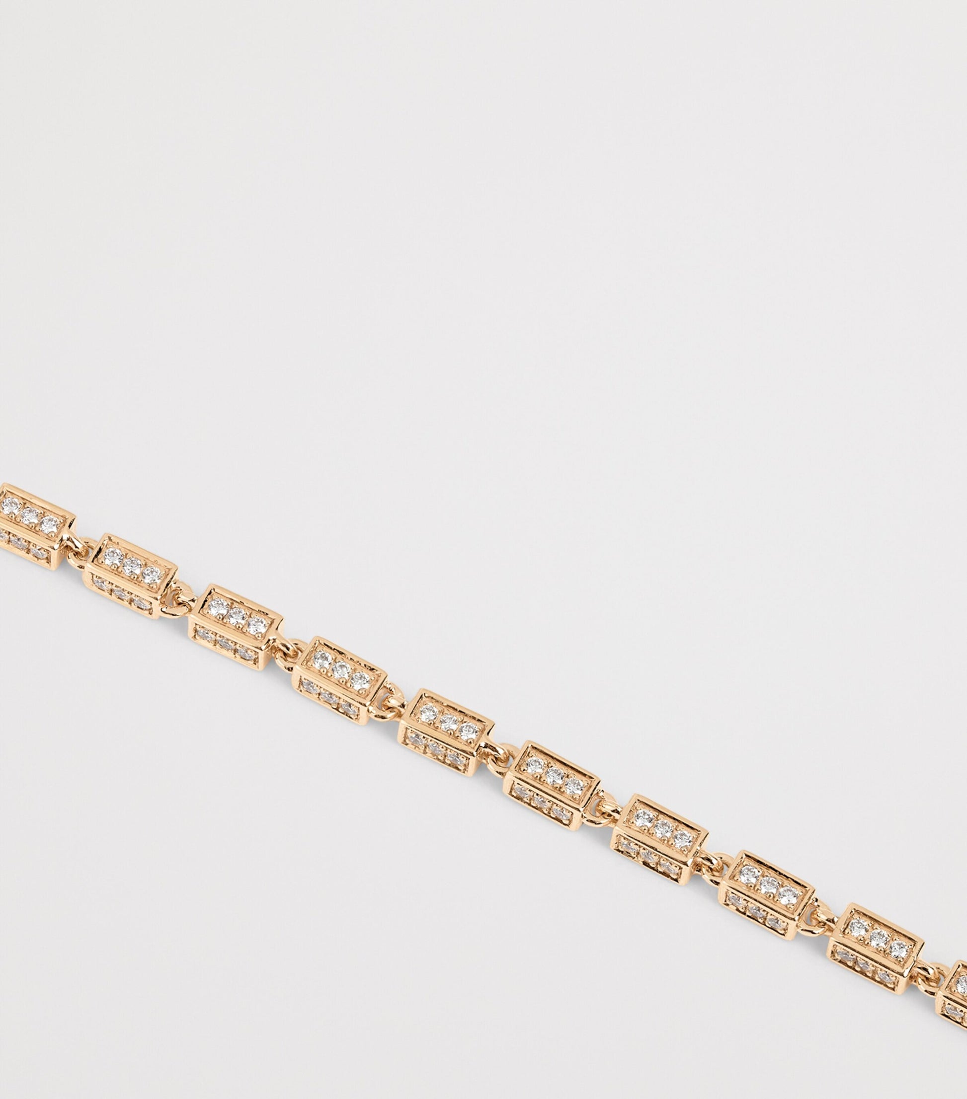 Suzanne Kalan Small Rose Gold and Diamond Block-Chain Bracelet