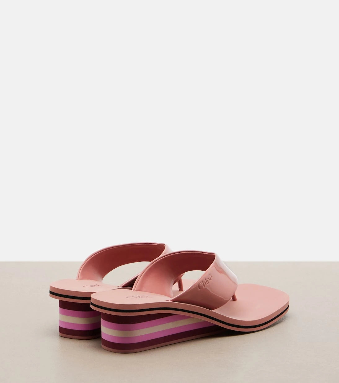 Chloé - Swimming Cool leather wedge thong sandals