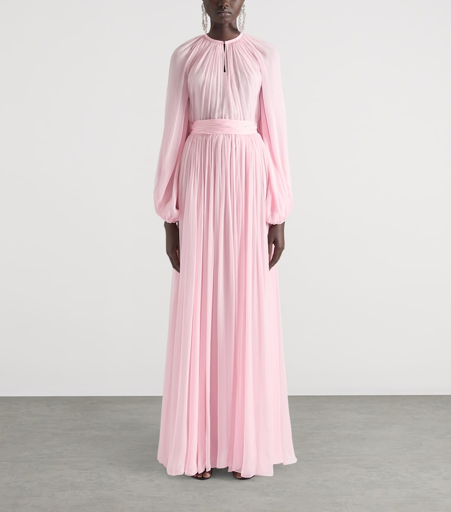 Givenchy Pink Silk Balloon-Sleeve Maxi Dress