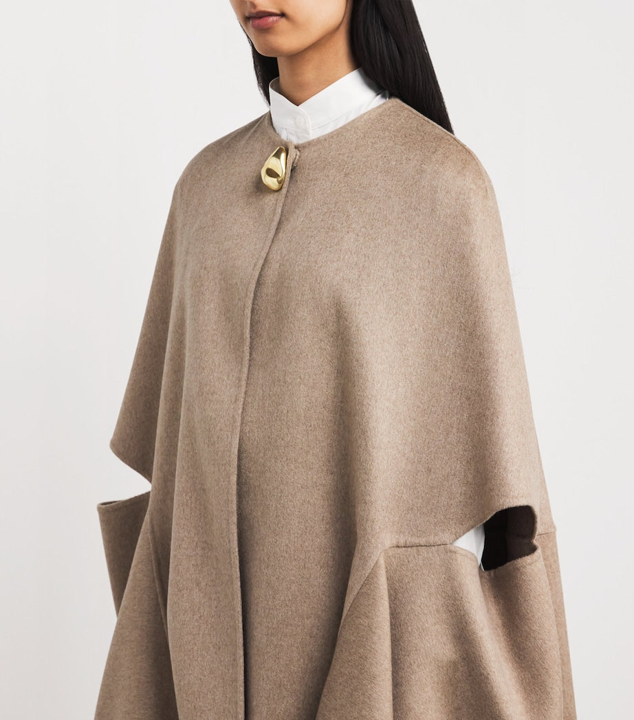 Brown Cashmere Cut-Out Cape