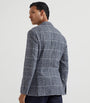 Brunello Cucinelli Blue Alpaca-Wool Check Blazer