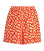 Silk Leaf Print Shorts RED LITTLE LEAVES