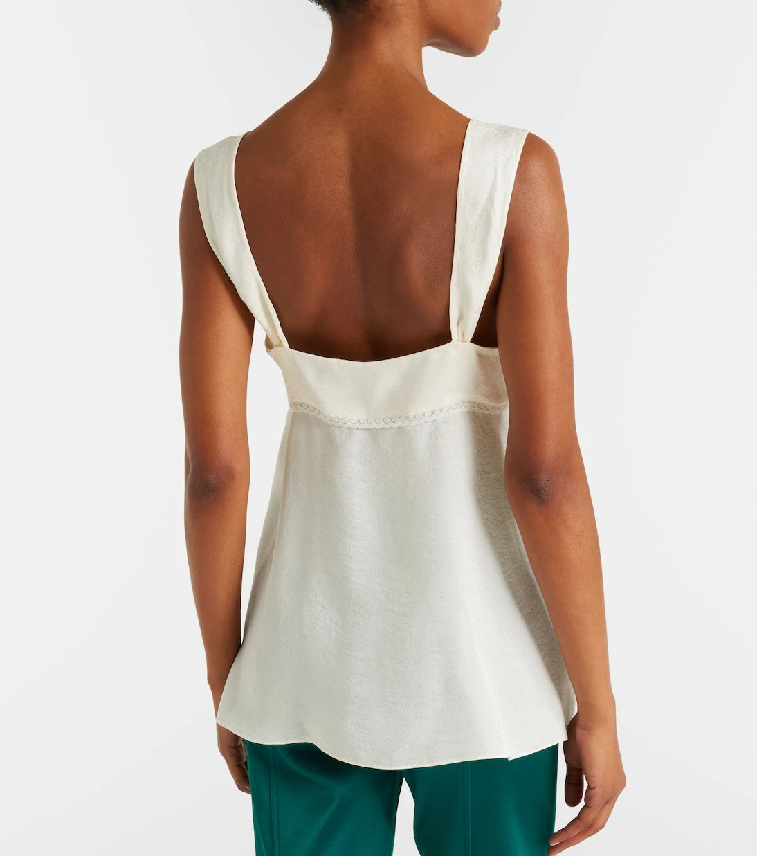 Chloé - Lace-trimmed silk top