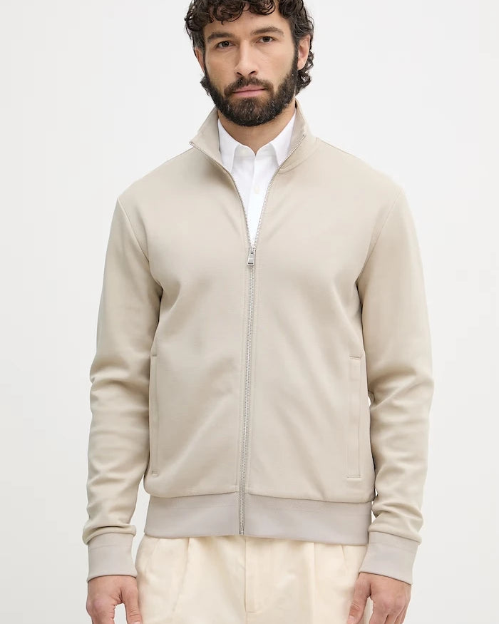 BOSS fermuarlı erkek pamuklu sweatshirt H-Shepherd 100