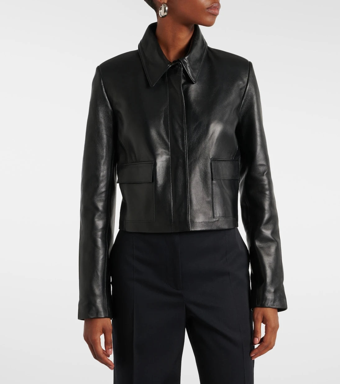 Nour Hammour - Bleeker cropped leather jacket