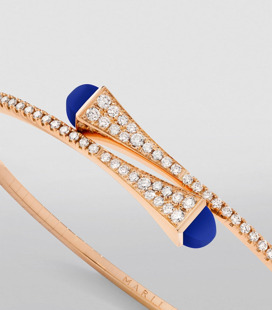 Rose Gold, DIamond and Lapis Lazuli Cleo Slim Bracelet