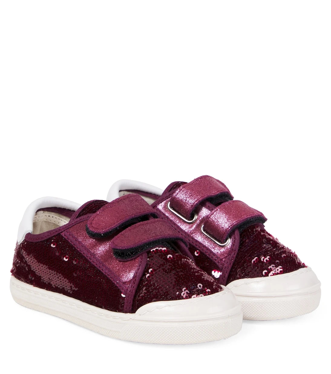 PèPè - Sequined leather-trimmed sneakers