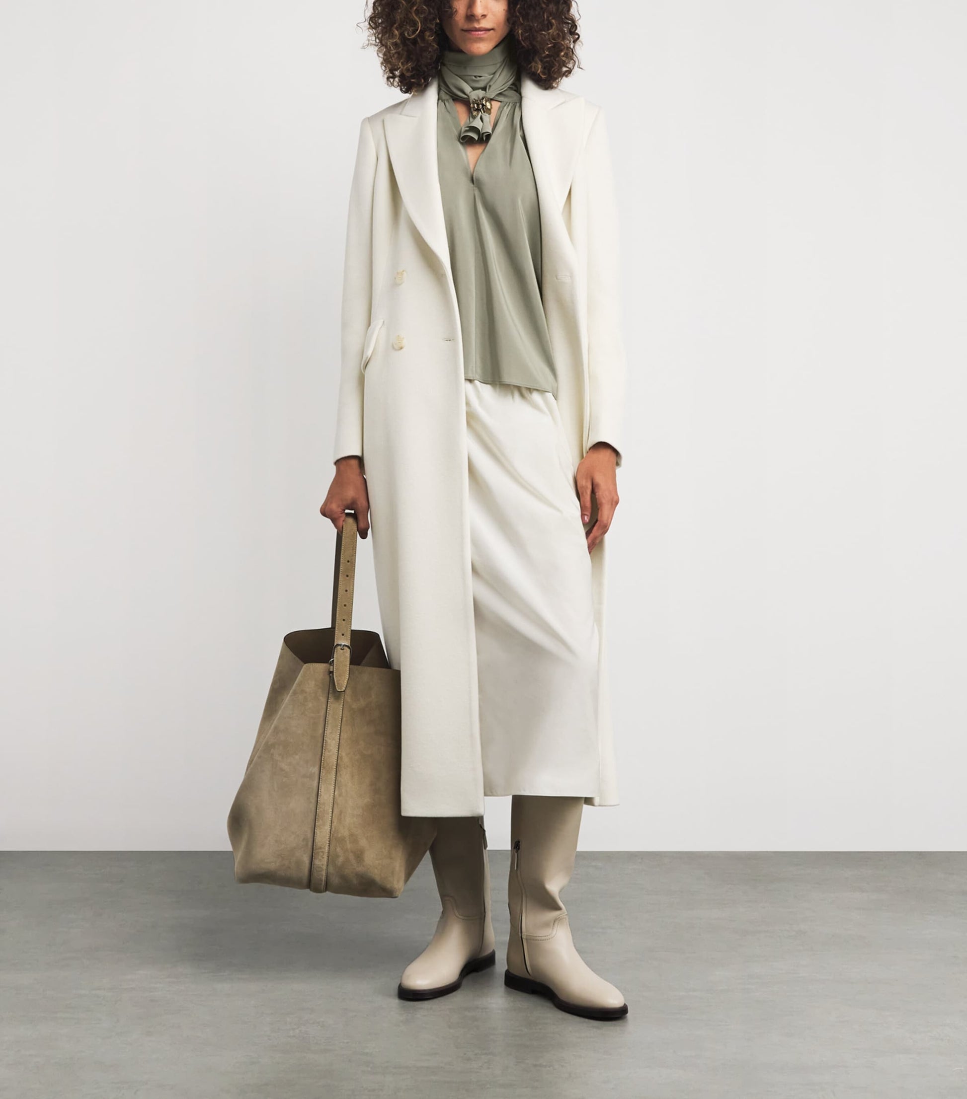 Max Mara Green Silk Tie-Neck Blouse