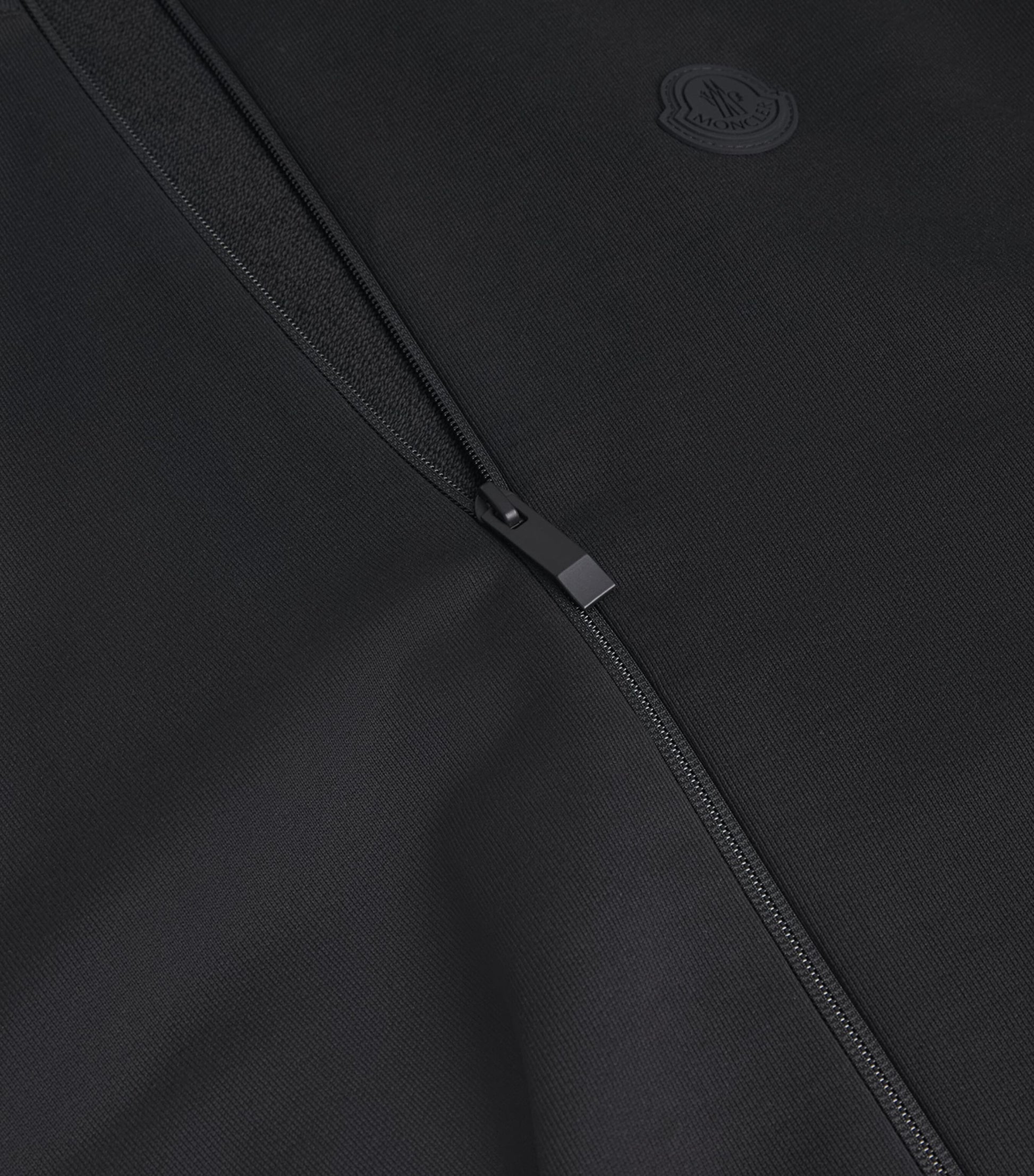 Moncler Black Cotton Logo Zip-Up Cardigan