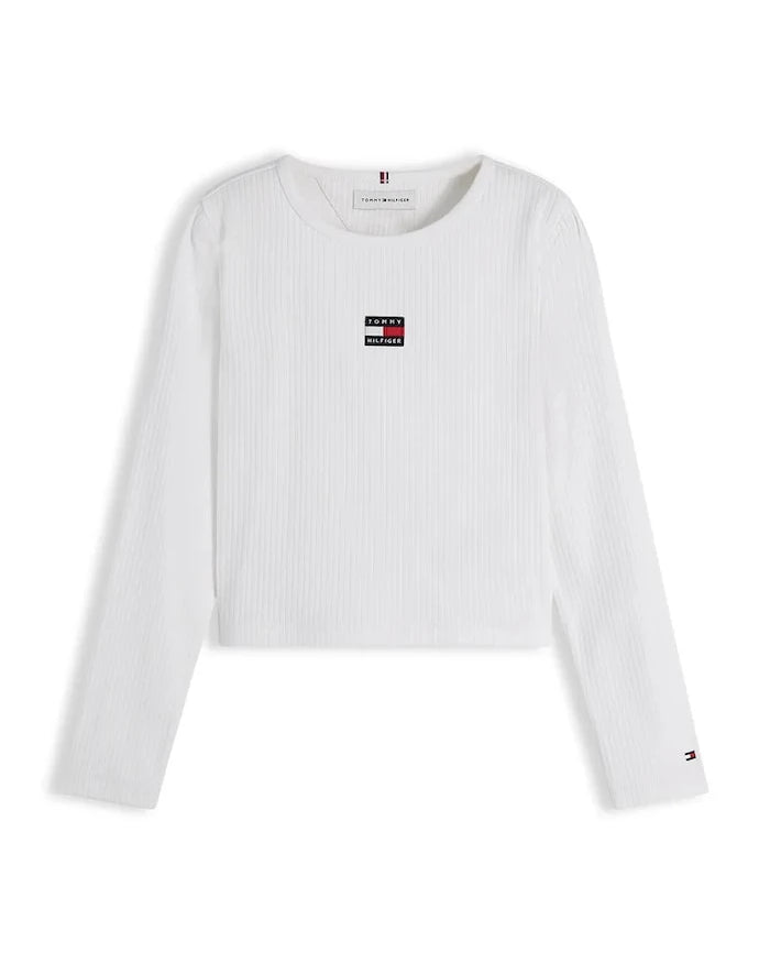 Tommy Hilfiger çocuklar için pamuklu uzun kollu bluz