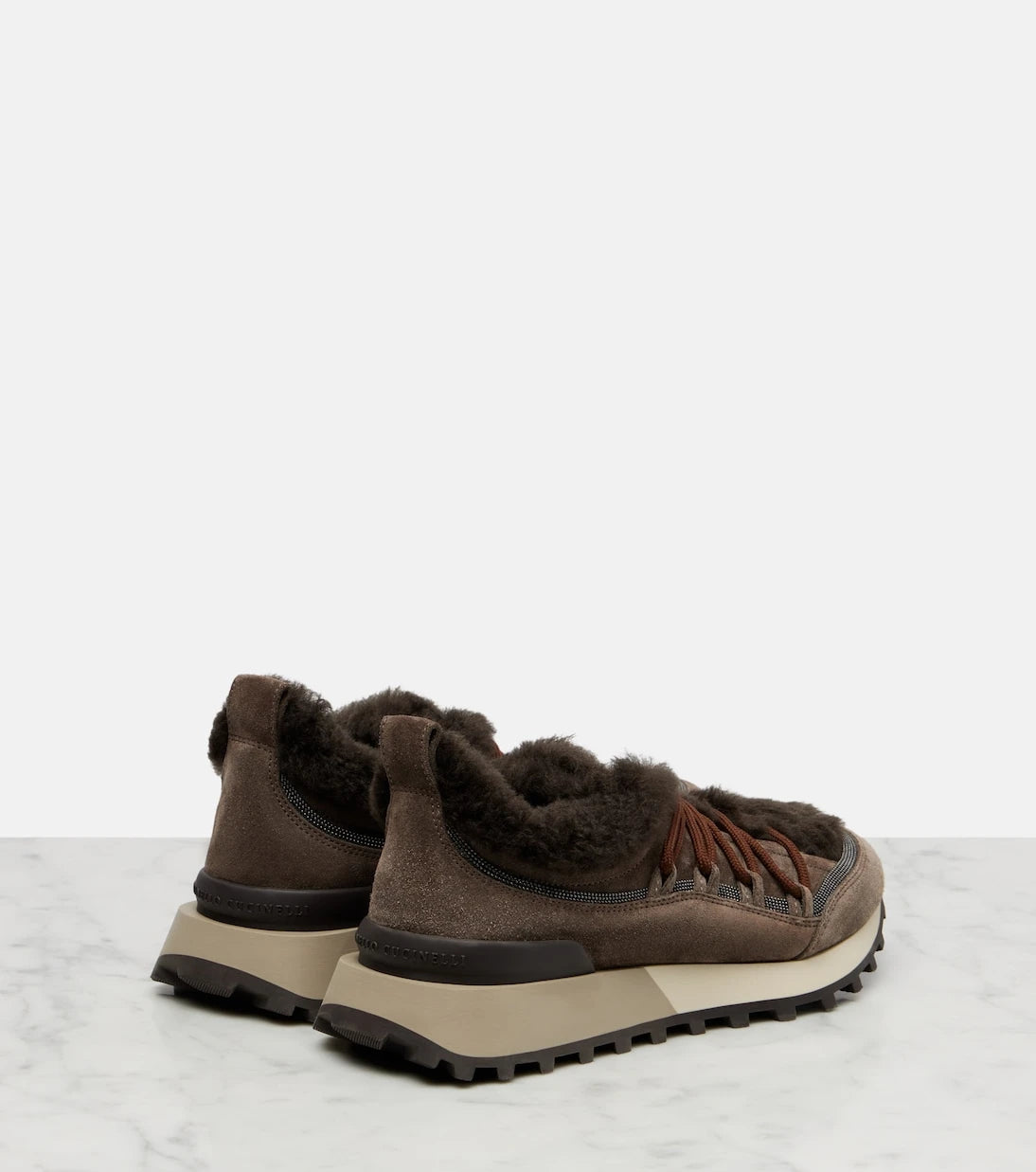 Brunello Cucinelli - Shearling-lined suede low-top sneakers