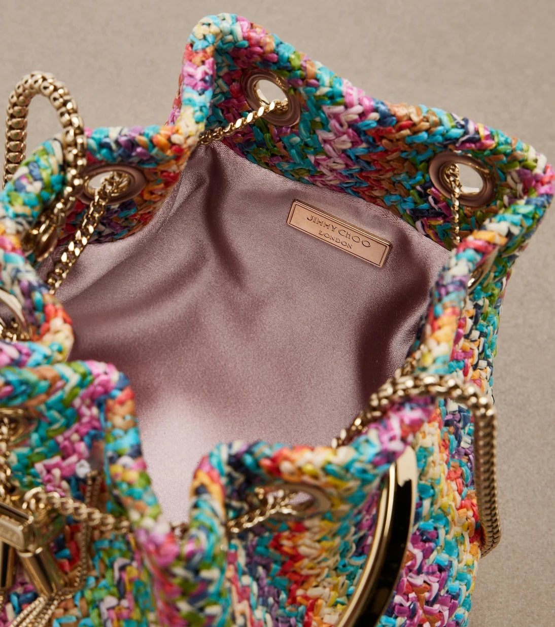 Jimmy Choo - Bon Bon Small raffia-effect bucket bag