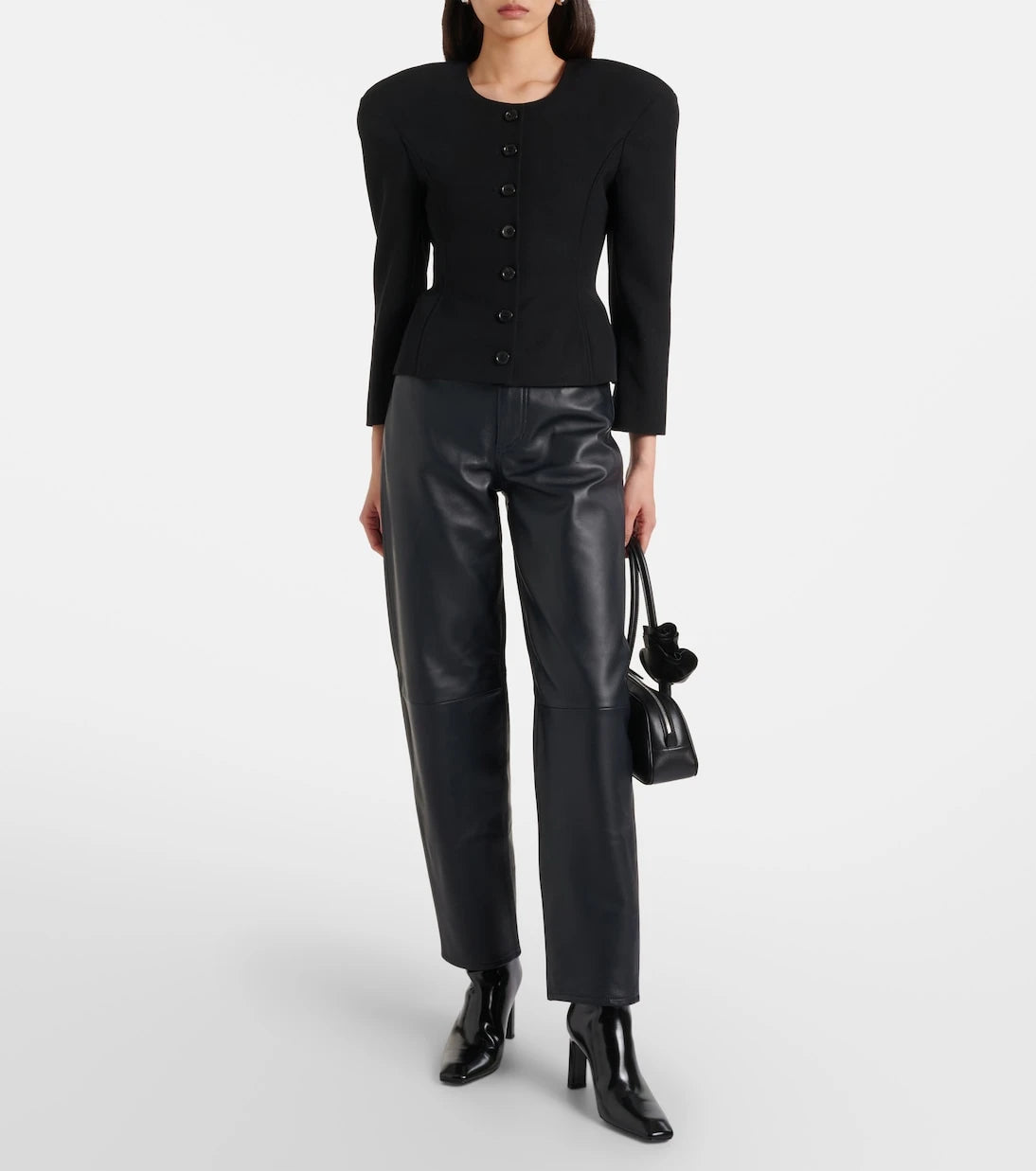 Frame - Neat leather straight pants