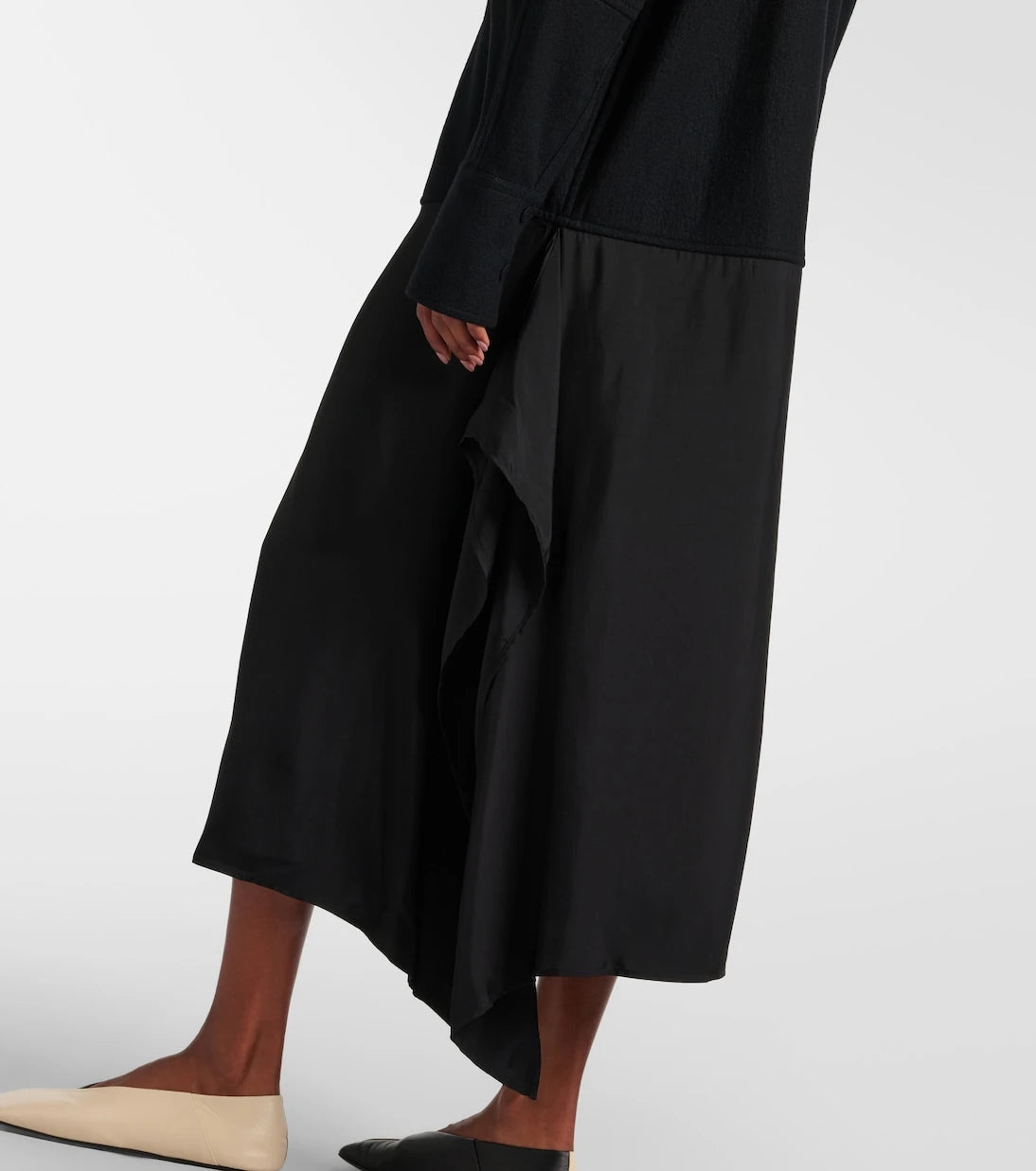 Jil Sander - فستان قميصي غير متماثل مزين بالصوف