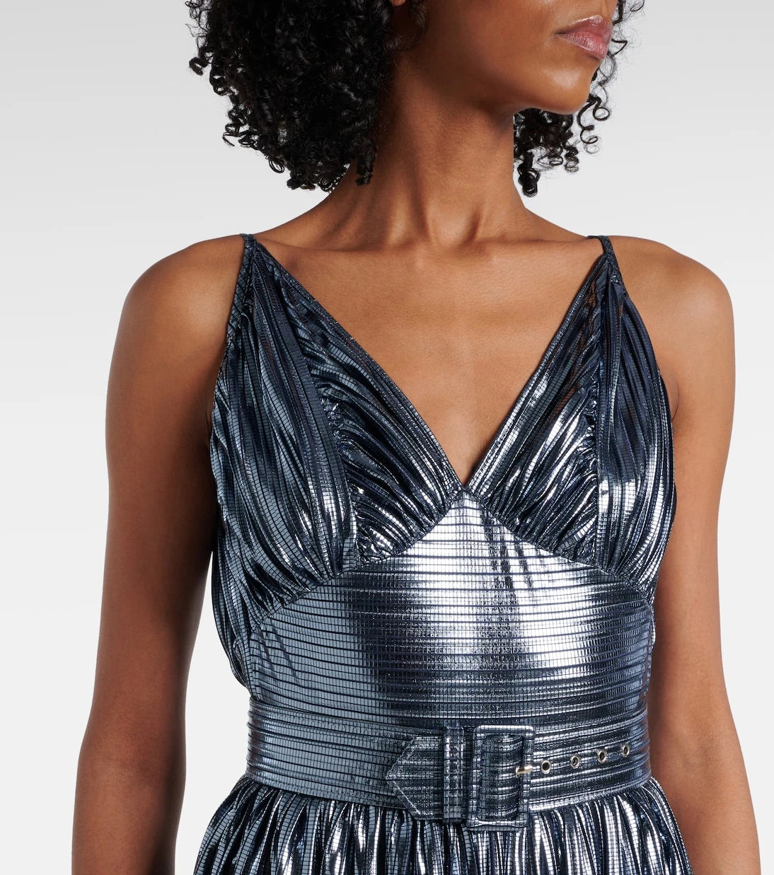 Rodarte - Pleated belted lamé gown