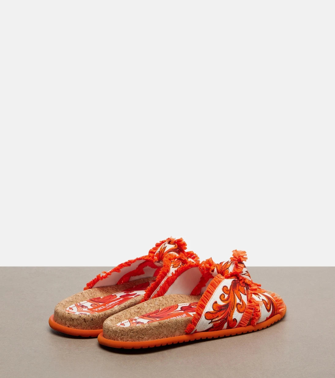 Dolce&Gabbana - Majolica fringed brocade slides