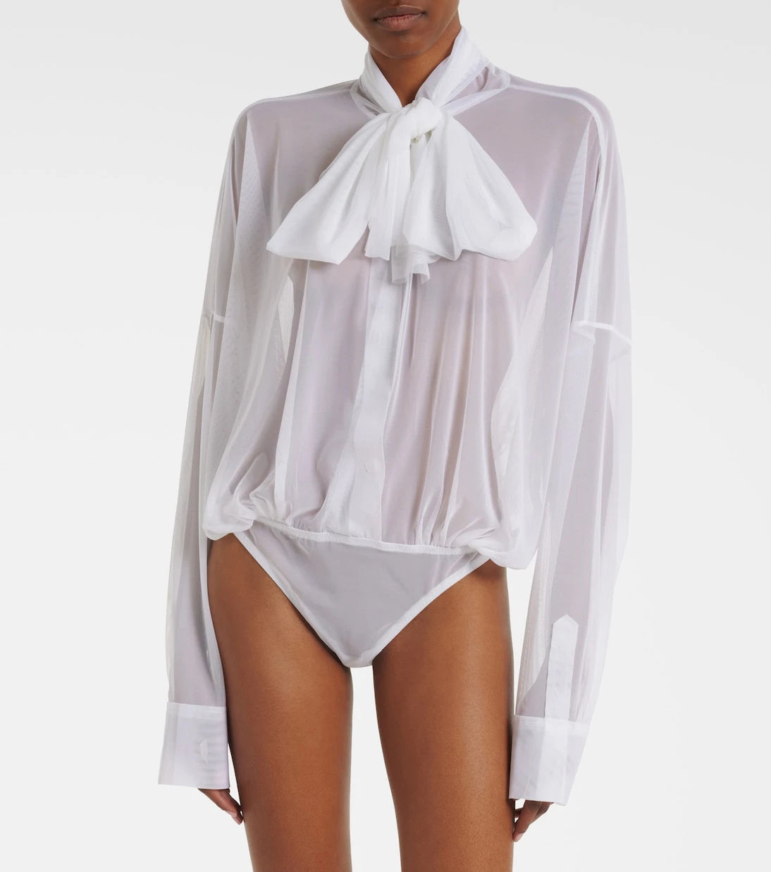 Norma Kamali - Oversized bow-detail bodysuit
