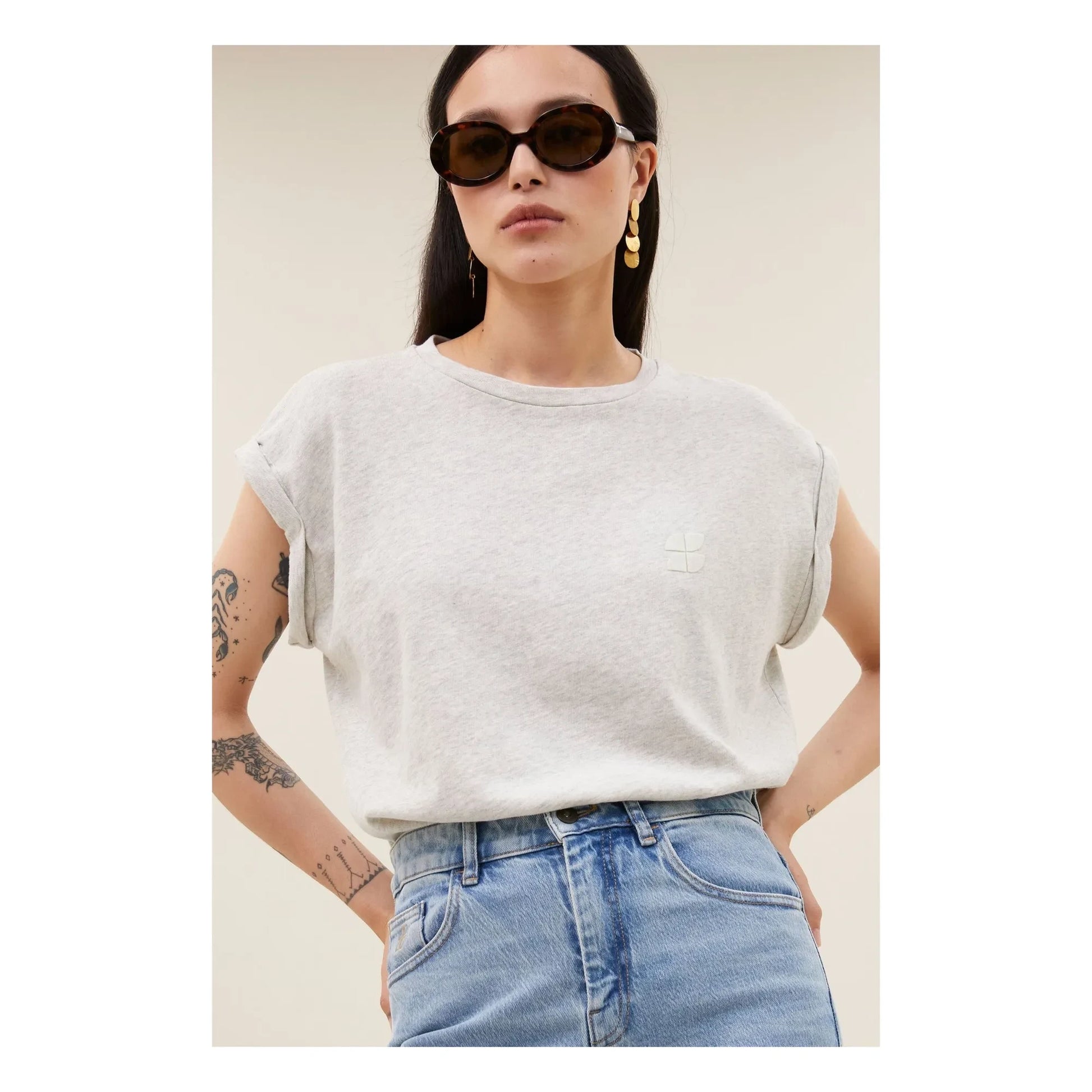 By Bar - Tobi Flame Cotton T-shirt | Grey