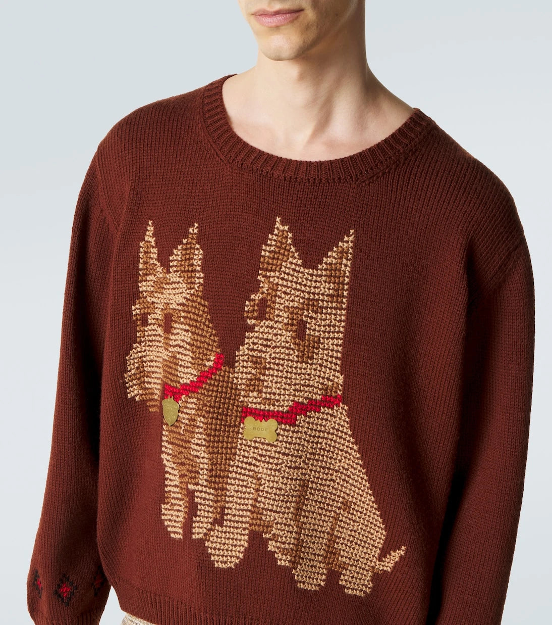 Bode - Scottie embroidered wool sweater