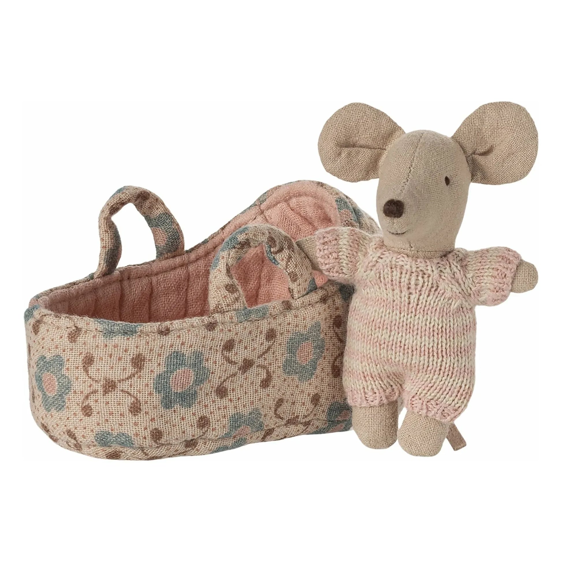 Maileg - Baby mouse in its bassinet | Pink