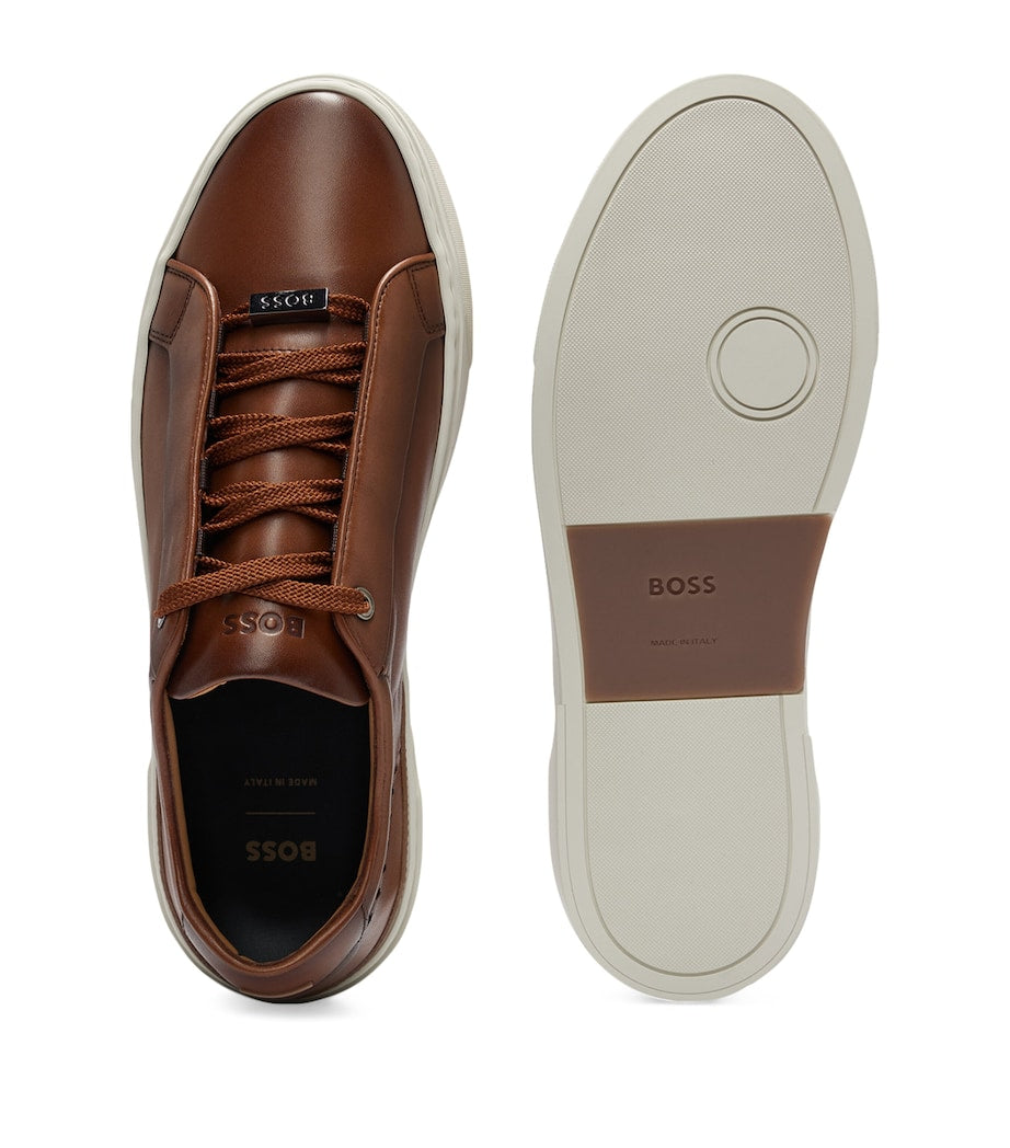 BOSS Leather Lace-Up Sneakers