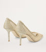 Jimmy Choo Gold Love 85 Mesh Glitter Pumps