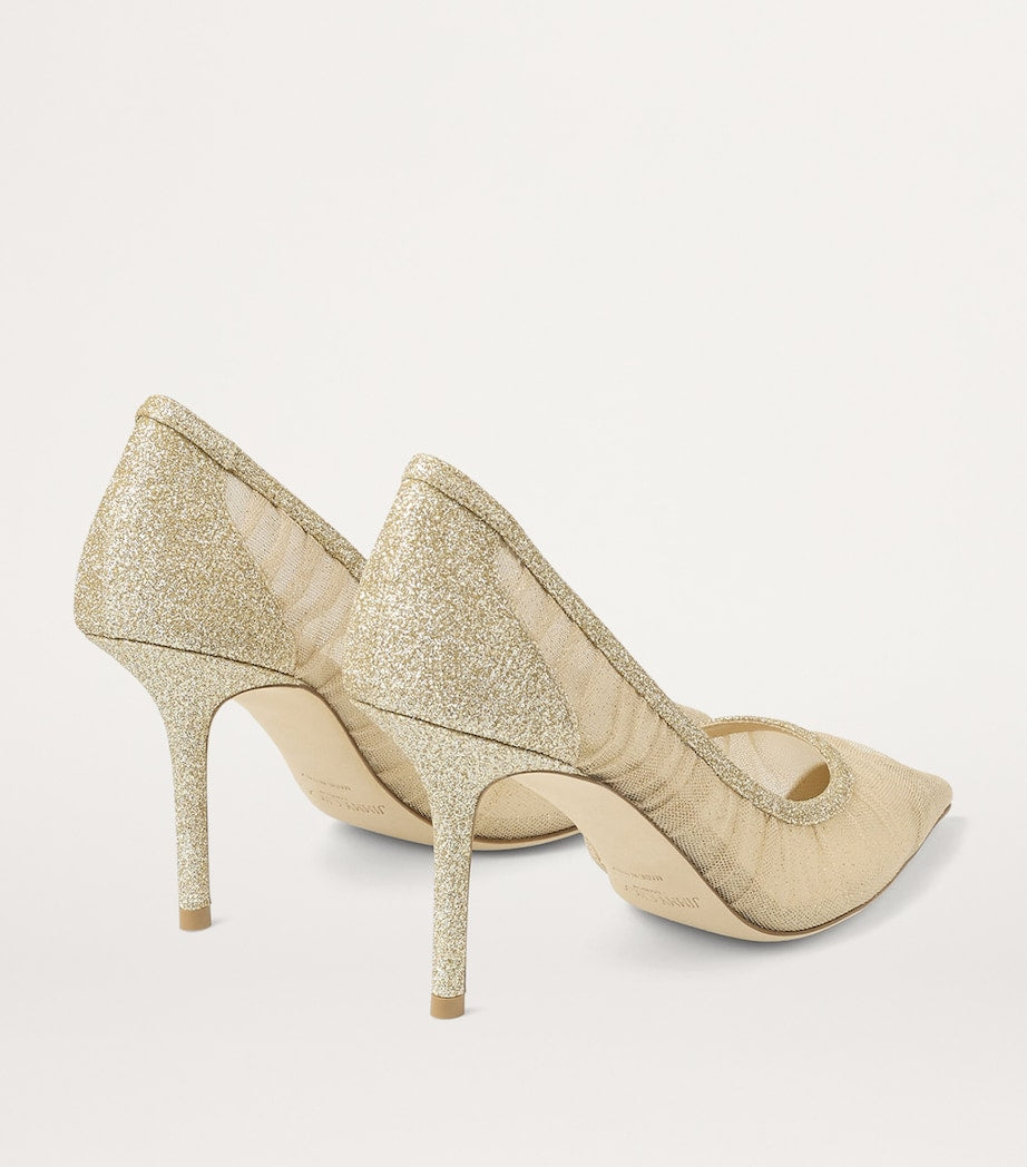 Jimmy Choo Gold Love 85 Mesh Glitter Pumps